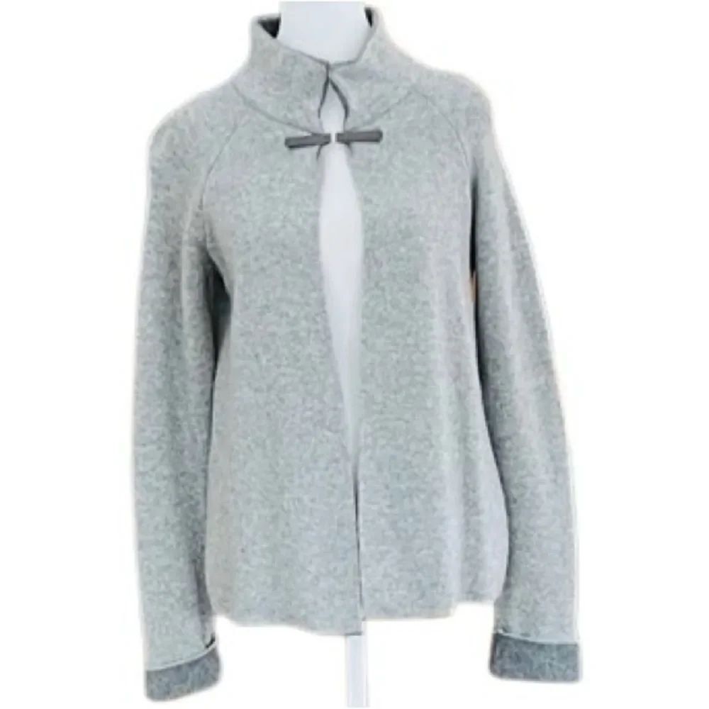 Chiaramente Made in Italy open front gray wool blend cardigan sweater size S.